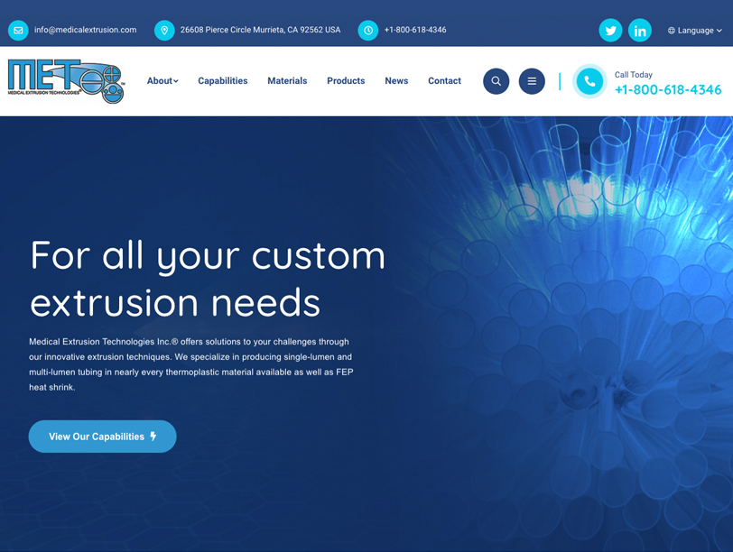 Medical Extrusion Technologies Unveils New Website Showcasing Products and Capabilities